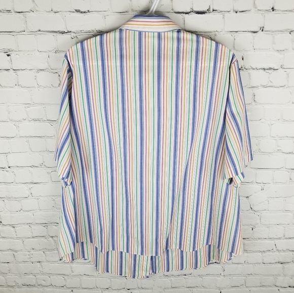 VINTAGE | short sleeve striped button up blouse - Picture 3 of 7
